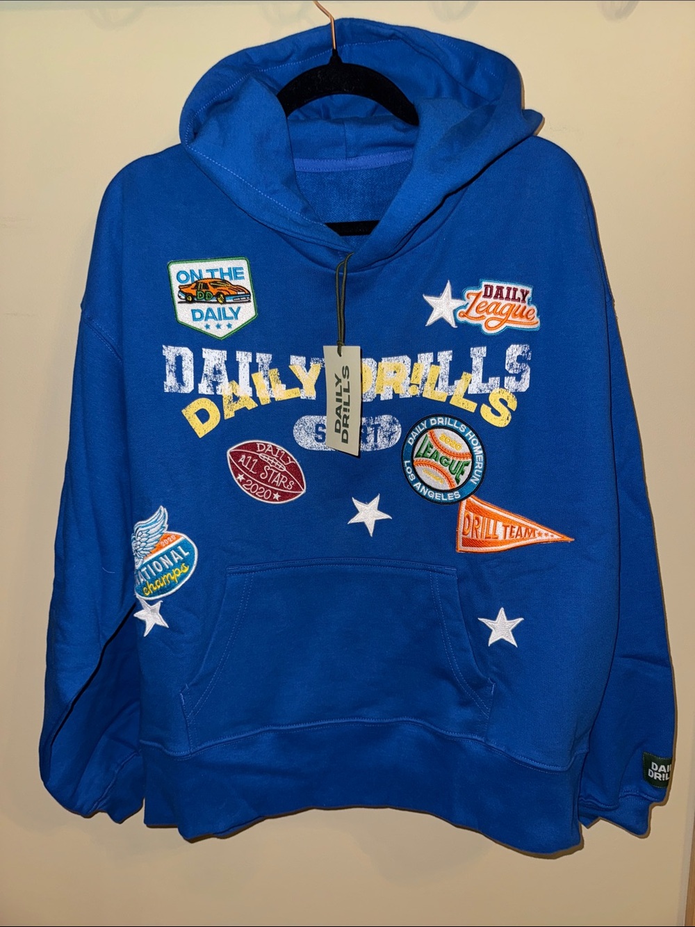 DAILY DRILLS Oversized All Stars Hoodie-Cobalt. Size XS/S. New!
